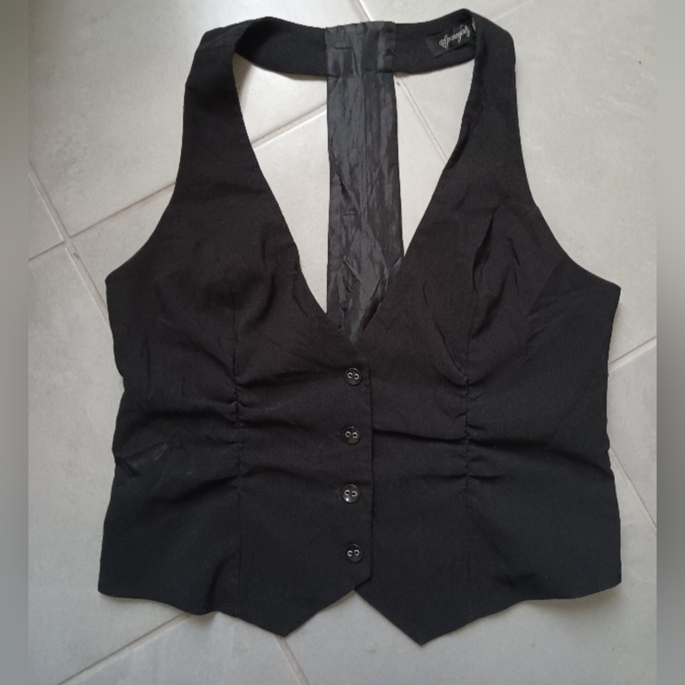 Spacegirlz XL Black Button Vest With Zipper
